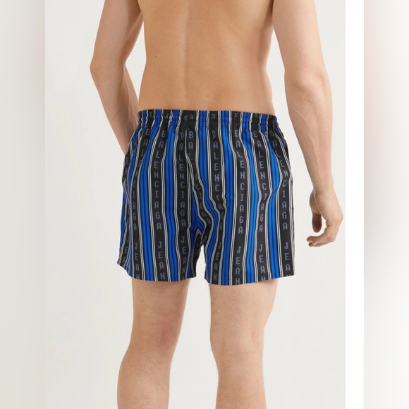 Balenciaga Mens Logo Striped Pull On Swim Trunks XS $495 - Picture 4 of 13